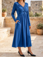 Elegant And Cozy Crossover V-neck Knitted Midi Dress