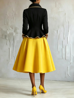 Elegant Gold Piping Blazer And Slip Dress Two-piece Set