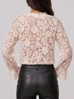 Women's Solid Color Round Neck Long Sleeve Casual Loose Embroidered Cardigan