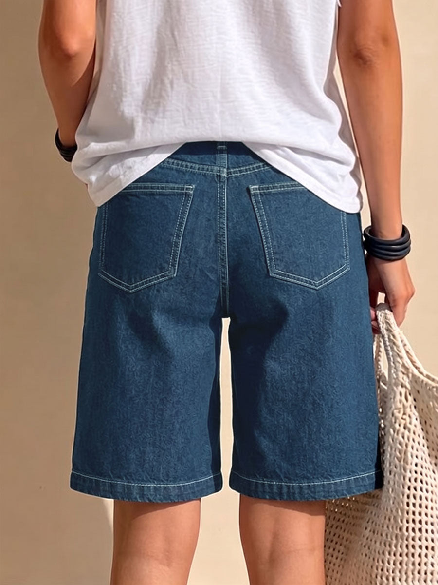Women's High-waisted Casual Loose Denim Shorts
