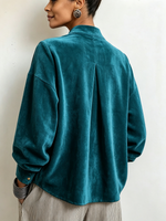 Elegant Chic Asymmetrical Velvet Blouse