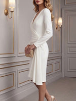 V-neck Dress With A Twisted, Gathered Waist And An Asymmetrical Draped Hem