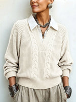 Chic False Two-piece Cable-knit Sweater