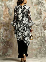 Chic Asymmetrical Ruffled Dramatic Tie-dye Set