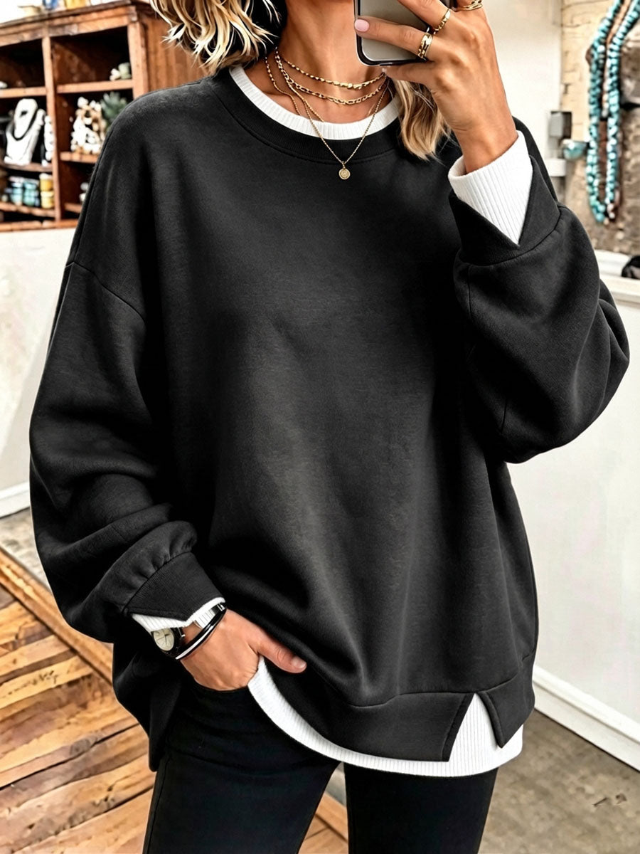 Cozy Chic Fake-two-piece Sweatshirt