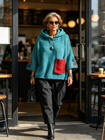 Relaxed Contrast Pocket Hooded Sweater