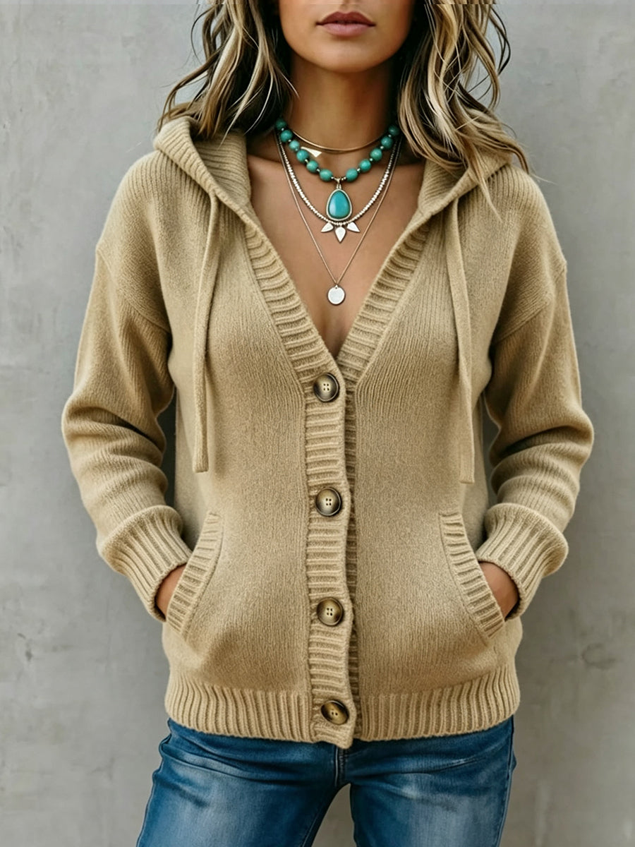 Cozy And Casual Hooded Knit Cardigan
