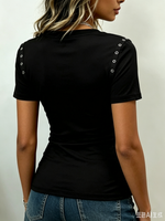 Chic Criss-cross V-neckline Stretchy Top