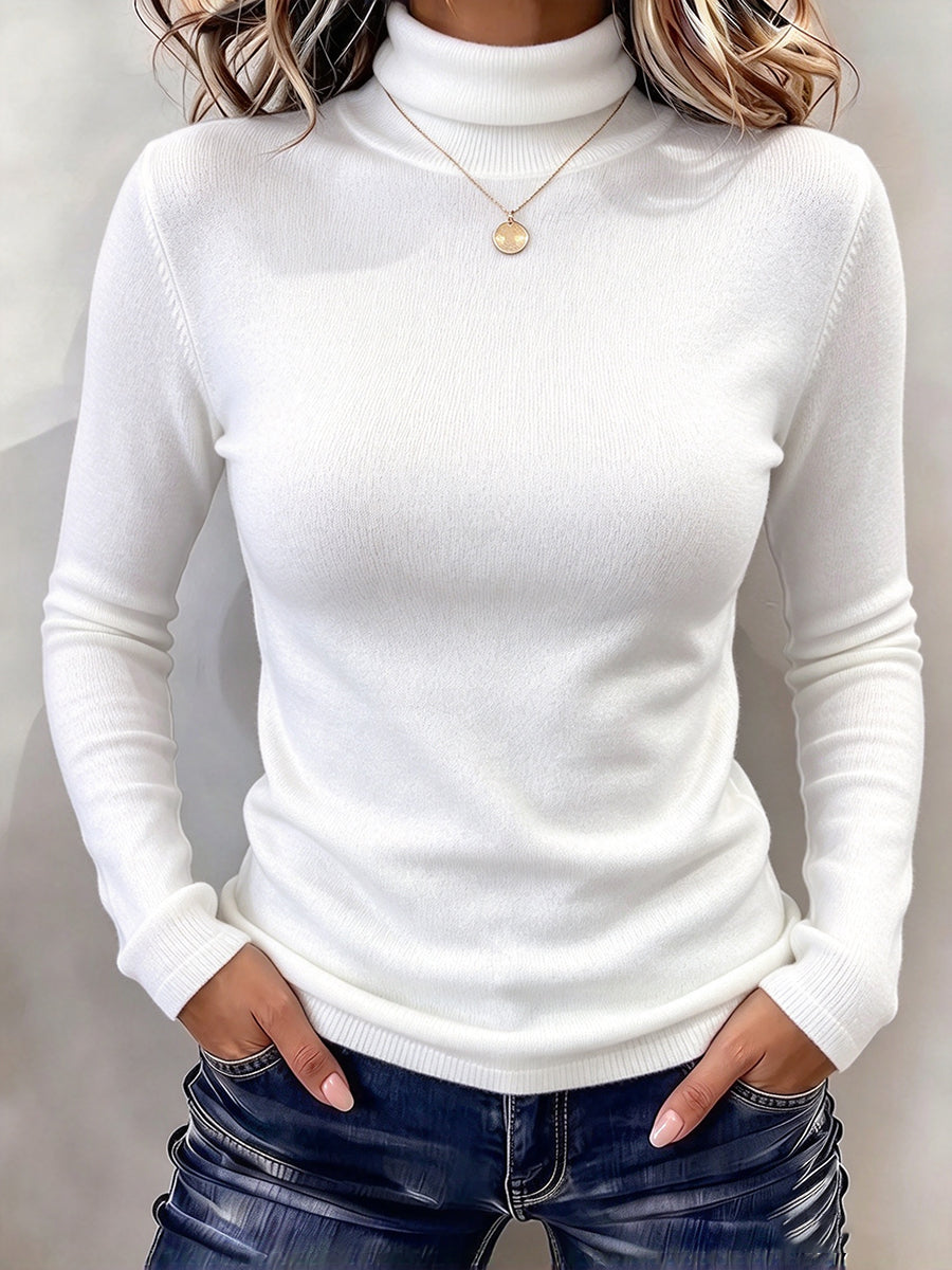 Classic, Versatile, Slim-fit High-neck Knit Top