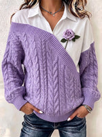 Romantic Asymmetrical Cable-Knit Layered Top(Brooch not included)