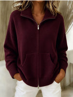 Cozy Zip-Front Knit Cardigan