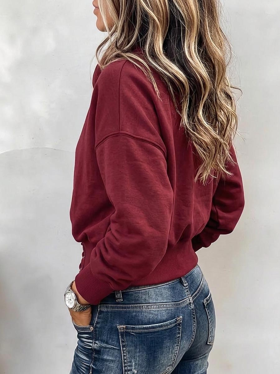 Women's Asymmetrical Neck Lace-Up Waist Pullover Sweatshirt