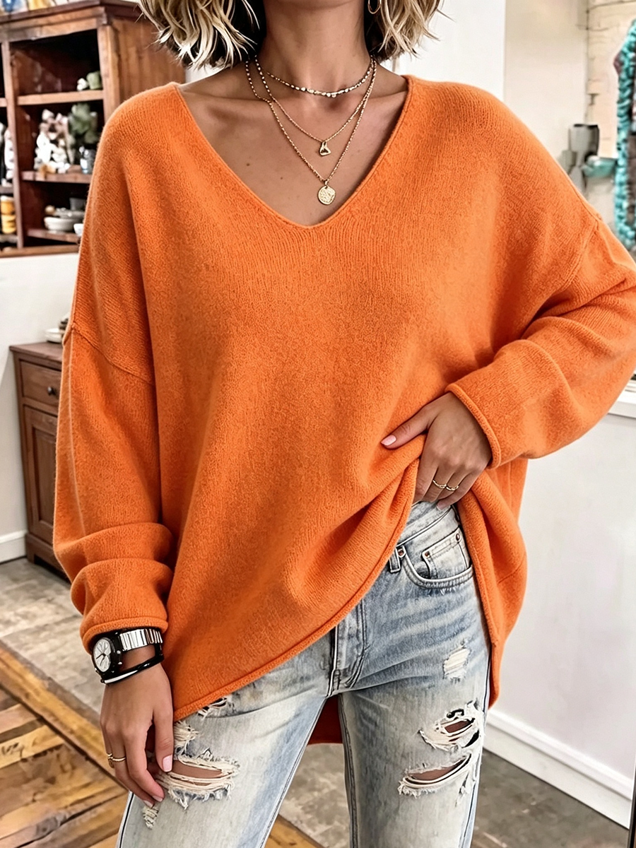 Relaxed V-neck Oversized Sweater