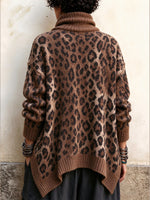 Cozy Leopard Print Asymmetric Cardigan