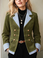Casual Striped Corduroy Patchwork Jacket