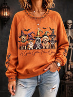Casual Witch And Puppy Halloween Sweatshirt