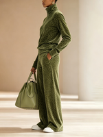 Cozy Fall Casual Polka Dot Frog Button Tracksuit Set