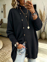 High-neck Button-up Knit Jacket