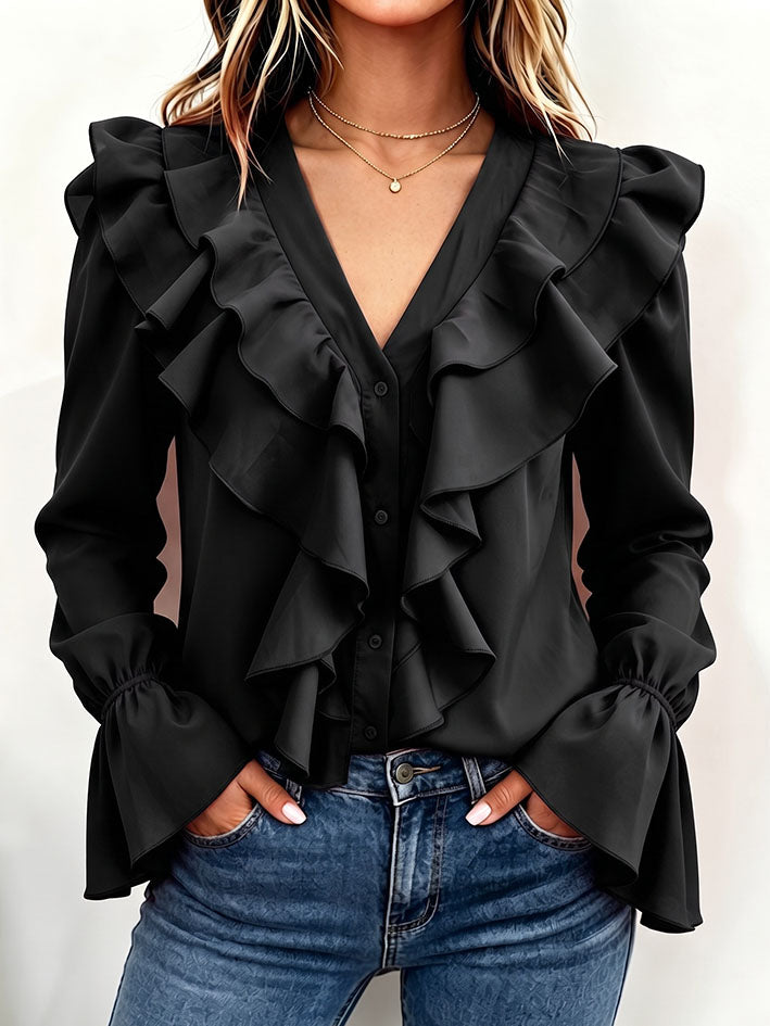 Chic Hot Pink Ruffled Blouse