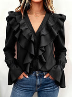 Chic Hot Pink Ruffled Blouse
