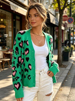 Loose And Cozy Leopard-print Knit Cardigan