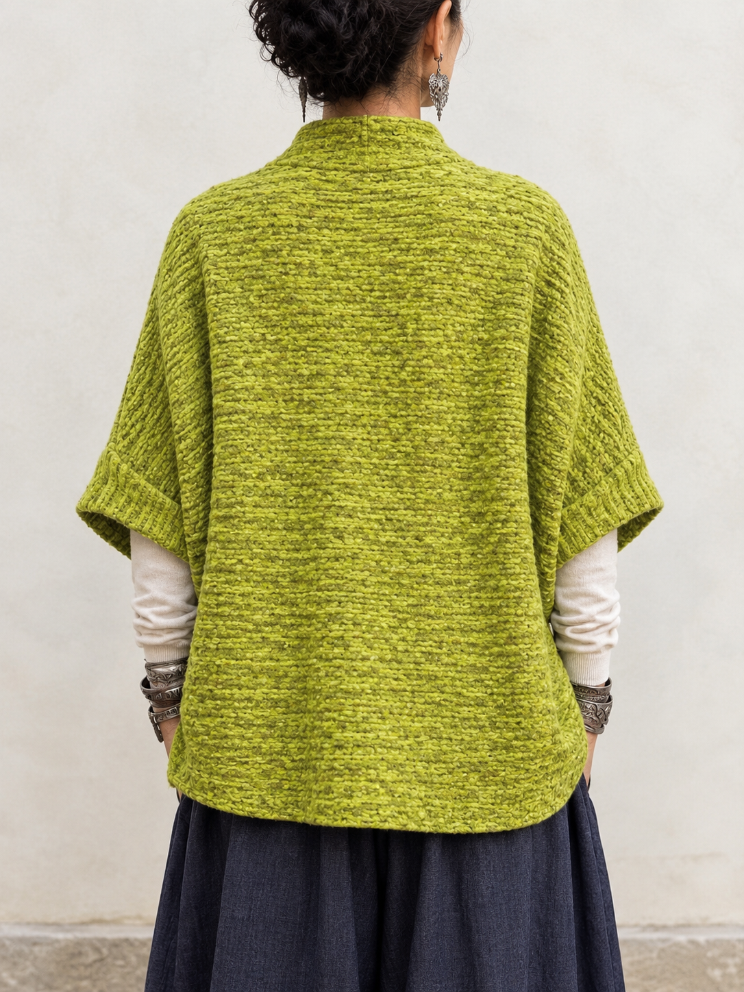 Chunky-knit Cardigan With Large, Irregular-shaped Buttons