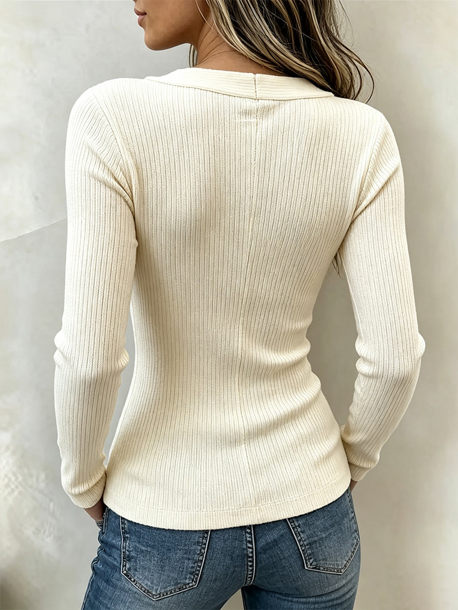 Sleek Lace-Up Cutout Ribbed Top