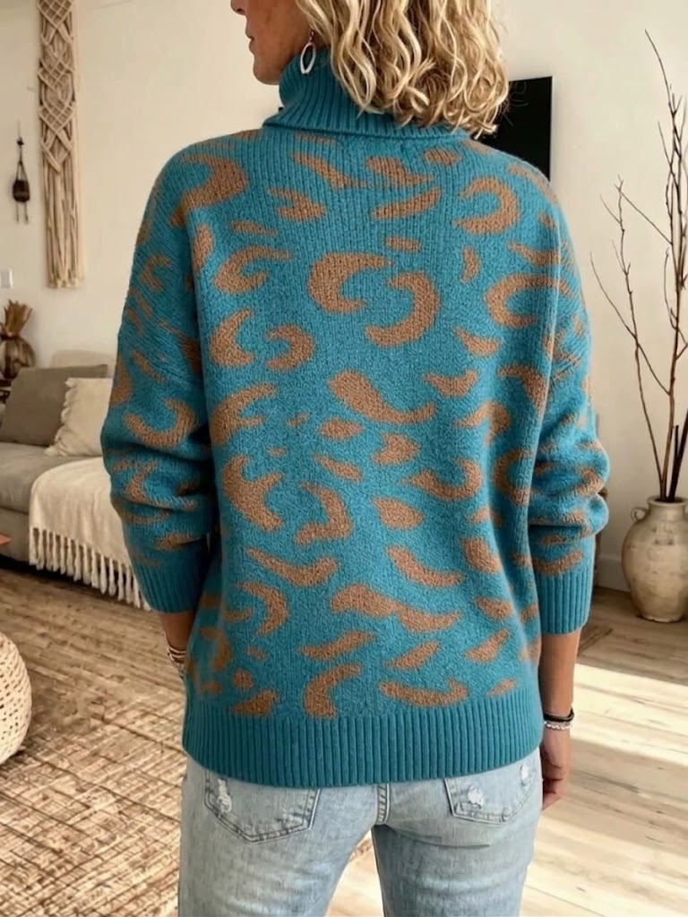 Open-knit V-neck Long-sleeve Sweater With Feather-like Texture