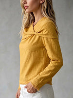 Raw-edge Cotton-linen Blend Long-sleeve Wrap Top With Twisted V-neck