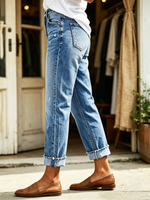 Chic Stretchy Cuffed Straight-leg Jeans