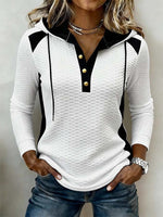 Cozy Colorblock Textured Hooded Top