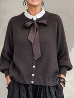 Casual Elegant Bowknot Knit Cardigan
