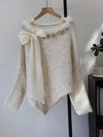 Christmas Knit Sweater With Plush Trim