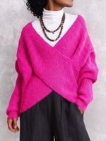 Cozy Wrap-Over V-Neck Knit Sweater