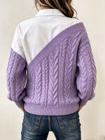 Romantic Asymmetrical Cable-Knit Layered Top(Brooch not included)