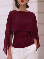Women's Solid Color Round Neck Cape-style Slim Top