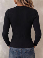 Women's Gradient Leopard Print Cut-out Crew Neck Lace-up Long-sleeve Slim-fit Casual Top