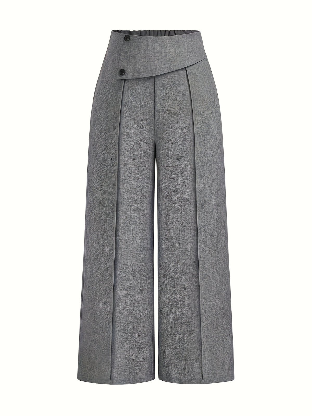 Chic And Sophisticated Grey Wide-leg Trousers With A Wrap-waist Design.