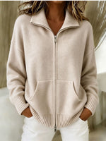 Cozy Zip-Front Knit Cardigan