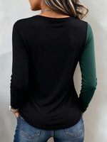 Chic Colorblock Long-sleeve Knit Top With A Draped Effect
