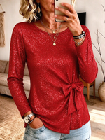 Party Casual Glitter Bowknot Top