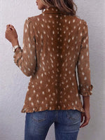 Bohemian Animal-print Ruffled Linen-cotton Jacket