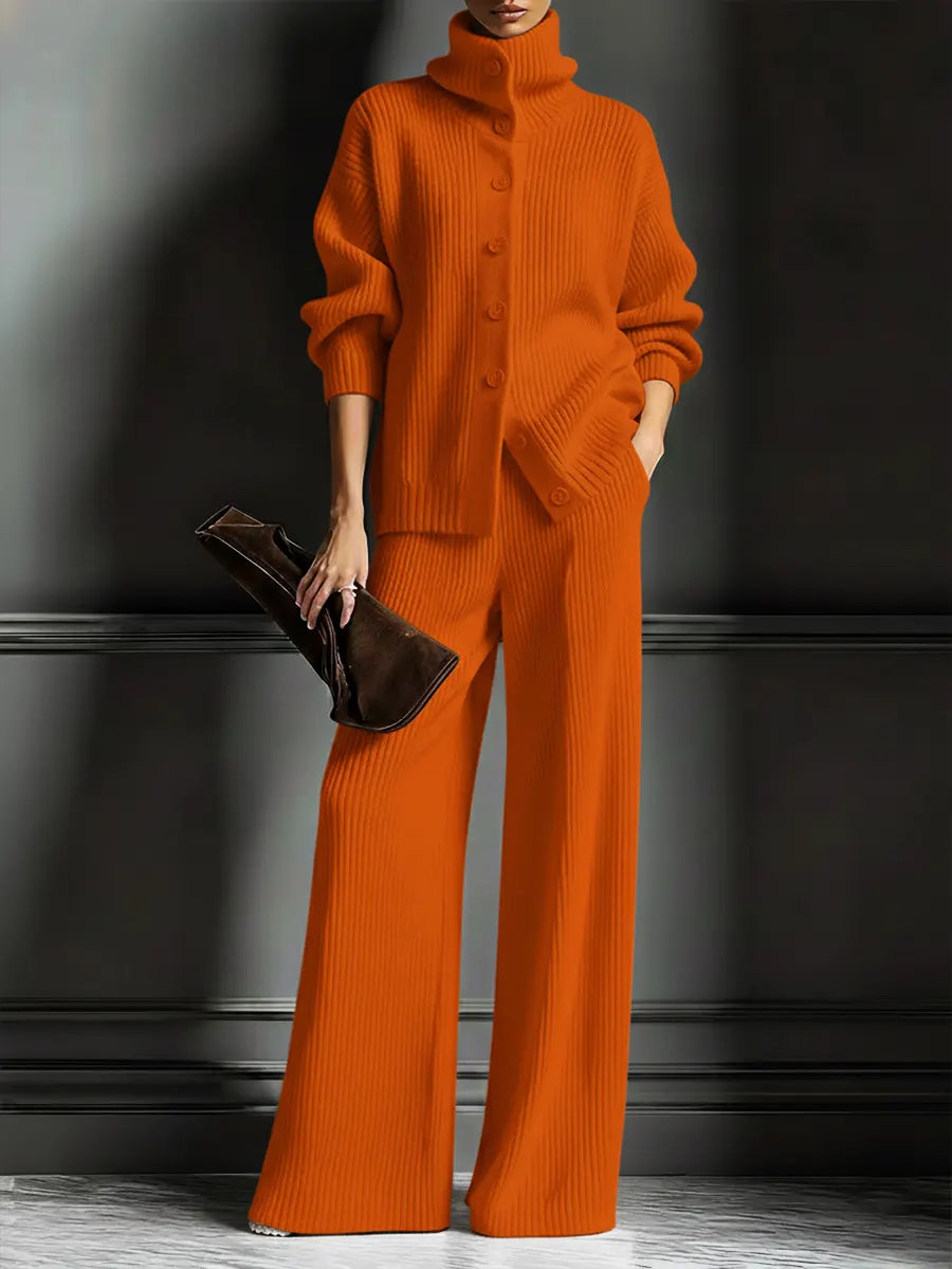 Women's Cozy Cardigan Sweater and Pants Two-Piece Set