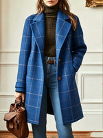 Casual Wool-blend Plaid Coat (mid-length)
