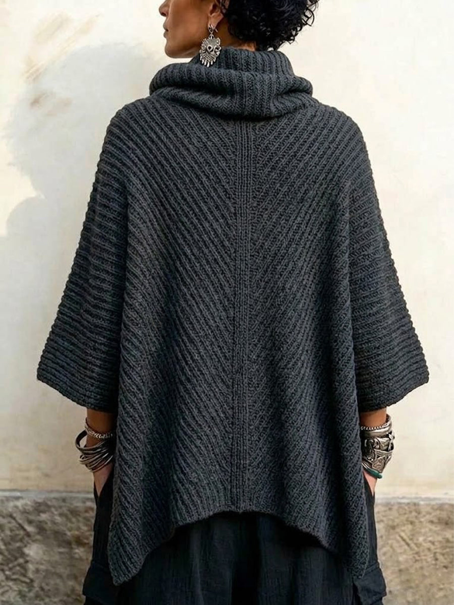 Vintage-style Chunky-knit Top With An Asymmetrical Zipper