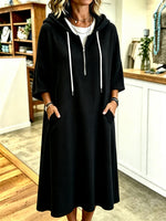 Relaxed-fit Casual Cotton Waffle-knit Hooded Dress