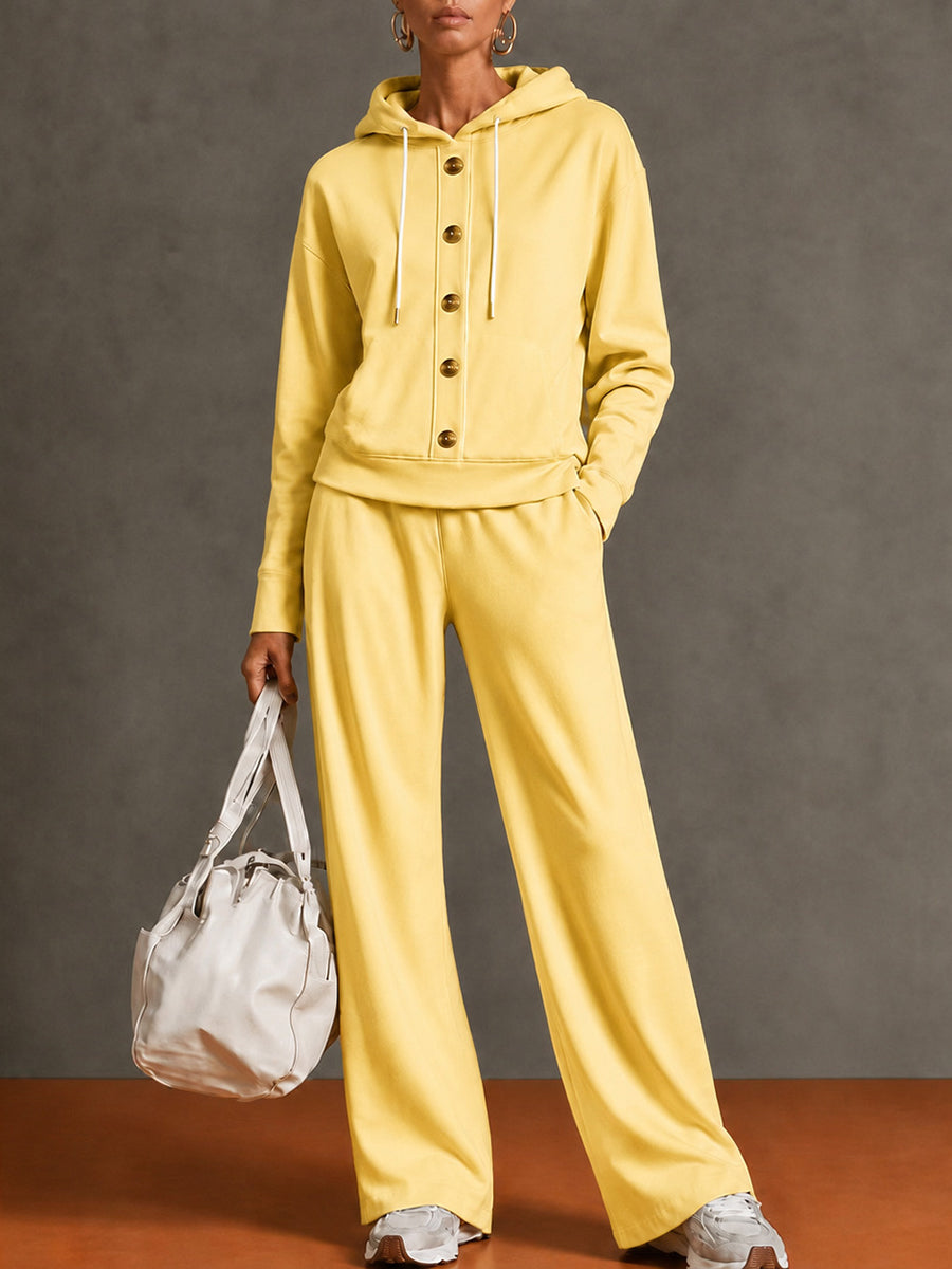 Casual Hooded Sweatshirt Two-piece Set