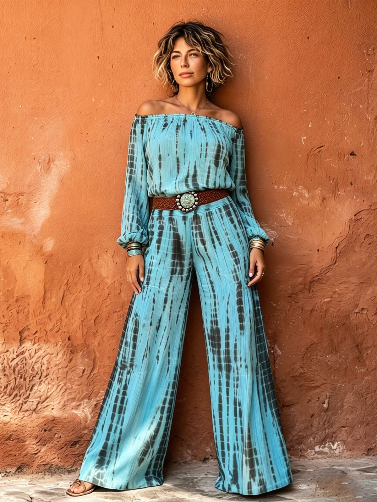 Bohemian Tie-dye Print Wide-leg Pants