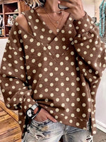 Retro Polka-dot Patchwork Asymmetrical Cut-out Top