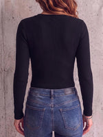 Women's Solid Color V-neck Long Sleeve Casual Loose Knitted Pullover